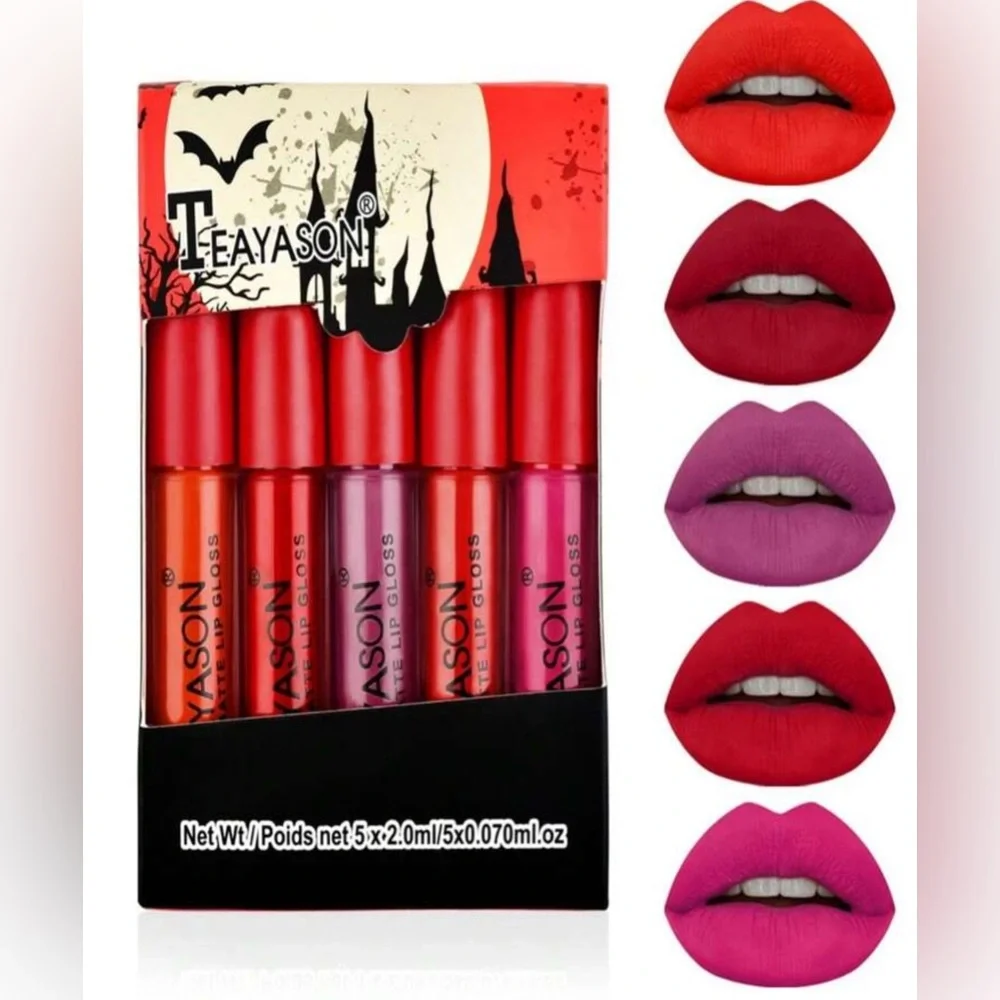 5 Pcs Long-Lasting Wear Lip Glaze Mist Lip Mud Lipstick - Picture 1 of 5